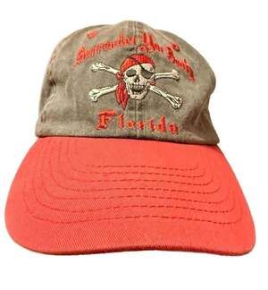 Distintibe Headwear Florida Pirate Hat Gray Red Adjustable Twill Sport Cap